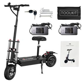 Electric Scooter With Seat, 6000W Power Dual Motor Top Speed 50MPH 60V 35Ah Battery 50 Miles Range, 11 Inch Off-Road Tires For Street Commuting And Li