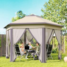 13' x 13' Pop Up Gazebo Hexagonal Canopy Shelter with 6 Zippered Netting for Patio Backyard Garden Wedding Party