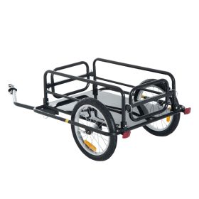 Camping Cart Outdoor Wanderer Folding Bicycle Storage Cart Cargo and Luggage Trailer with Hitch - Black
