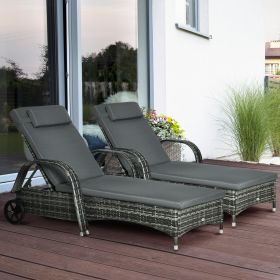 2 Piece Reclining Chaise Lounge Chairs (Option: Mixed Gray, Charcoal Gray-1240x550x450 mm)