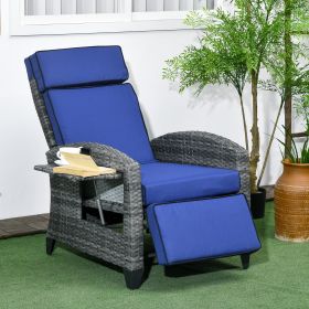 Outdoor Recliner Chair with Cushions (Option: Blue-750x680x520 mm)