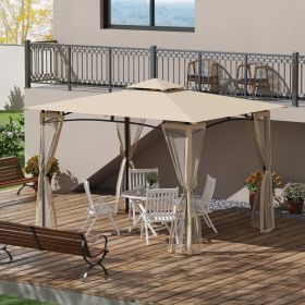 10' x 12' Outdoor Gazebo with Nettings (Option: Beige-1690x510x170 mm)