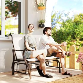 2-Person Outdoor Glider Benchï¼ŒPatio Glider Loveseat Chair with Powder Coated Frameï¼Œ2 Seats Porch Rocking Glider for Backyard (Option: Cream-1170x715x185 mm)